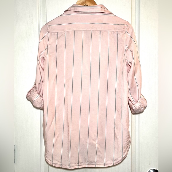 Aritzia Bavarian Utility Shirt Pink White Stripe Casual Minimalist Workwear XS - Picture 5 of 13